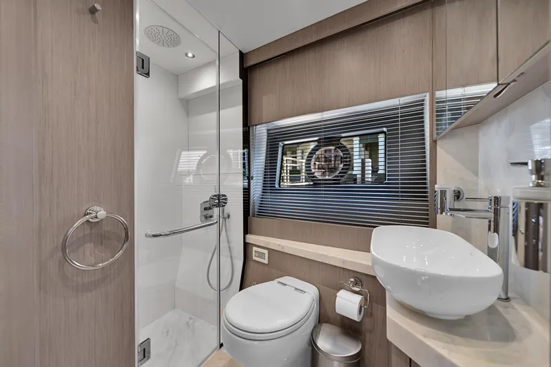 Slide: The Image of Luxurious bathroom in 2020 Sunseeker Manhattan 52 yacht with modern fixtures and elegant design. - 34