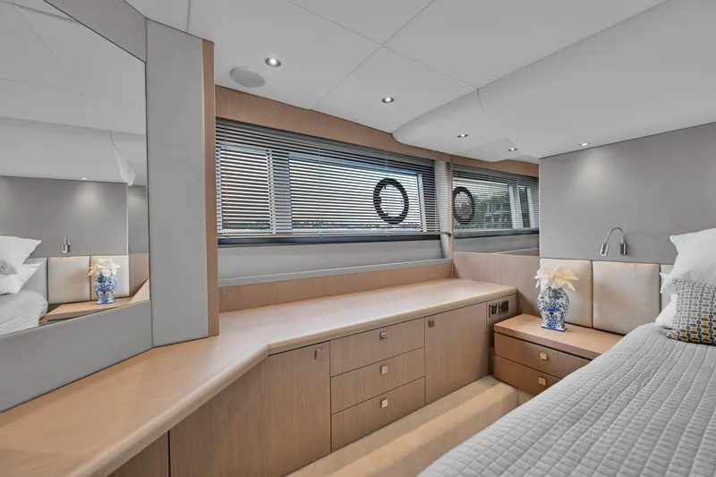 Slide: The Image of Luxurious interior of 2020 Sunseeker Manhattan 52 yacht with elegant bedroom design. - 41