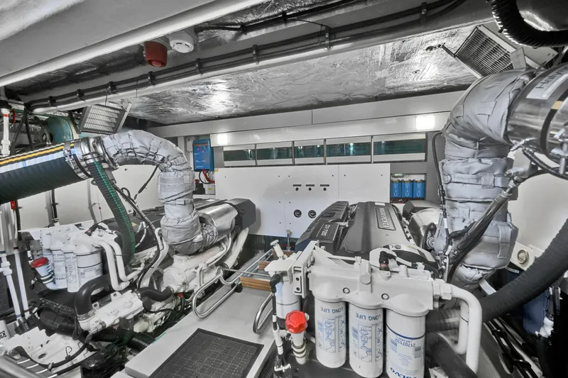 Slide: The Image of Engine room of 2020 Sunseeker Manhattan 52 yacht, showcasing advanced machinery and equipment. - 47