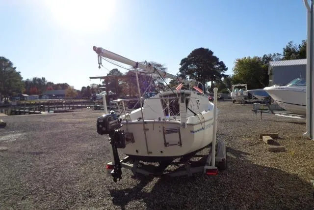 Slide: The Image of 2007 Sanibel by International Marine 18 Pocket Cruiser on trailer in boatyard. - 8