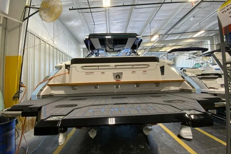 Slide: The Image of 2026 Cobalt R35 boat in a showroom, showcasing its sleek design and modern features. - 32