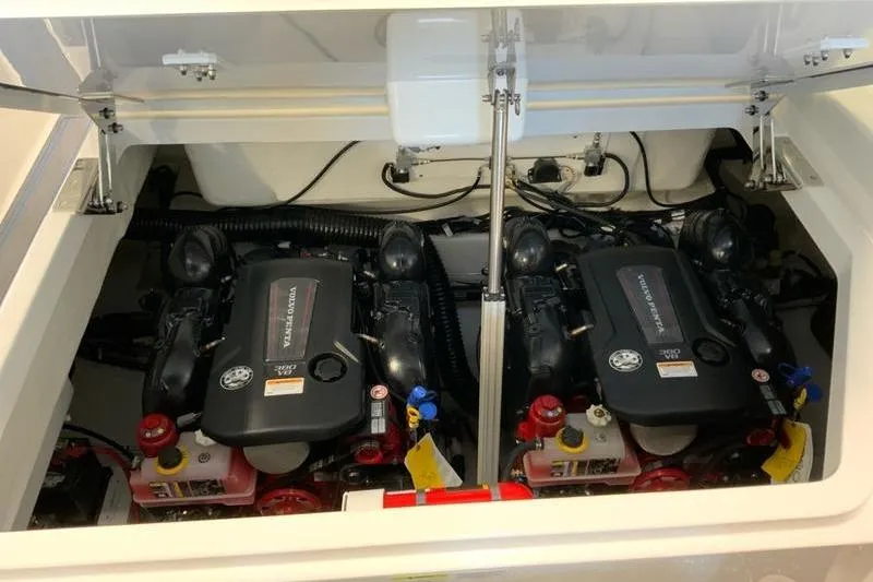 Slide: The Image of Twin engines in a 2026 Cobalt R35 boat, showcasing powerful marine engineering. - 37