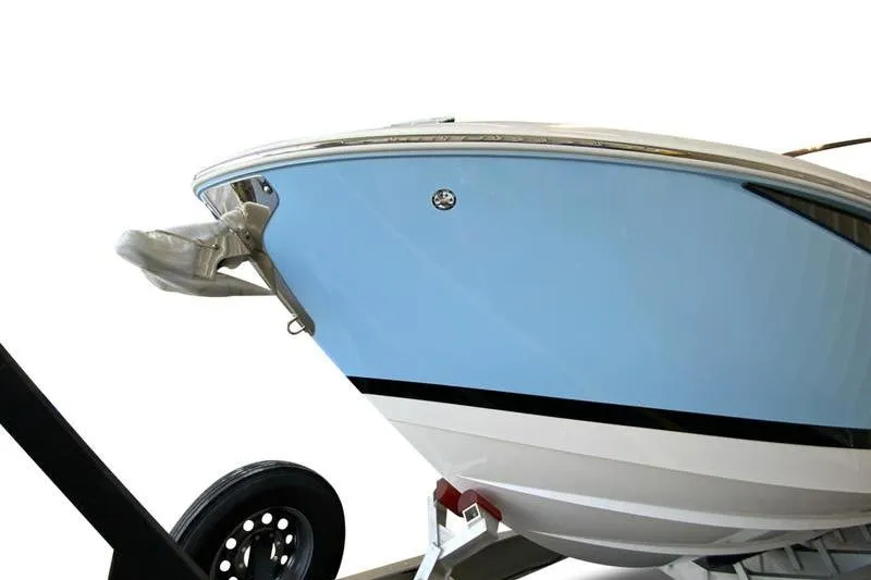 Slide: The Image of 2026 Cobalt R35 boat on trailer, showcasing sleek blue hull design. - 7