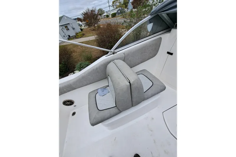 Slide: The Image of 2019 Sea Fox 226 Traveler boat interior with seat and control knob. - 17