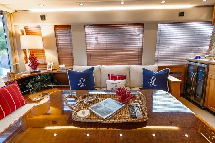 Slide: The Image of Luxurious interior of 2000 Pacific Mariner 65 Motoryacht with elegant decor and cozy seating. - 8