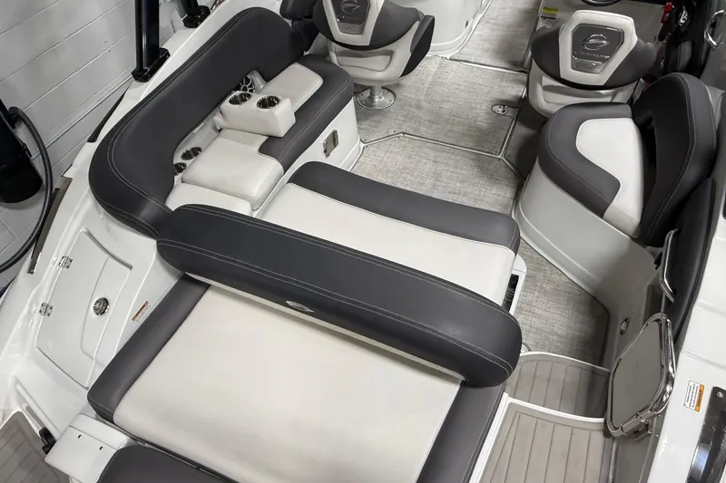 Slide: The Image of 2023 Crownline 260 SS boat interior with luxurious seating and modern design. - 16
