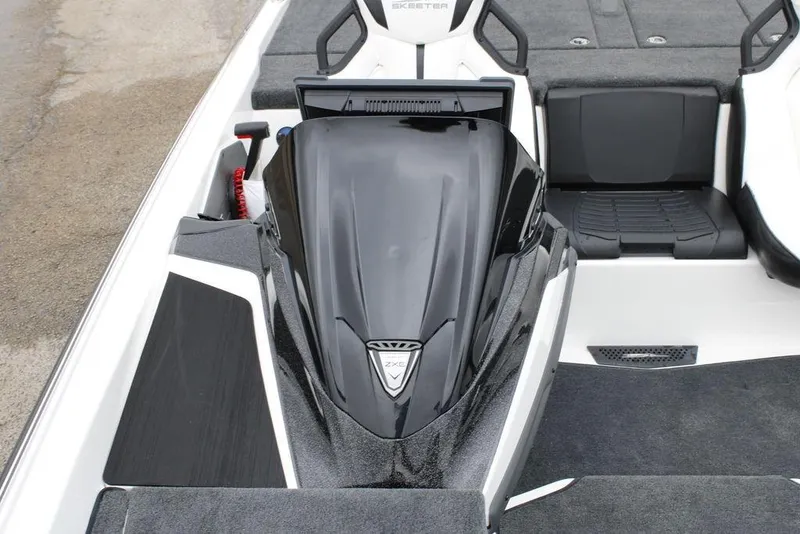 Slide: The Image of 2026 Skeeter ZXE21 boat interior with sleek black console and seating. - 20