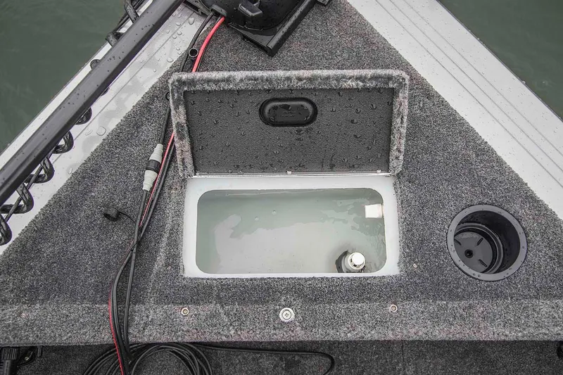 Slide: The Image of Manufacturer Provided Image: 2020 Crestliner 1650 Fish Hawk SE SC livewell compartment with open lid. - 16