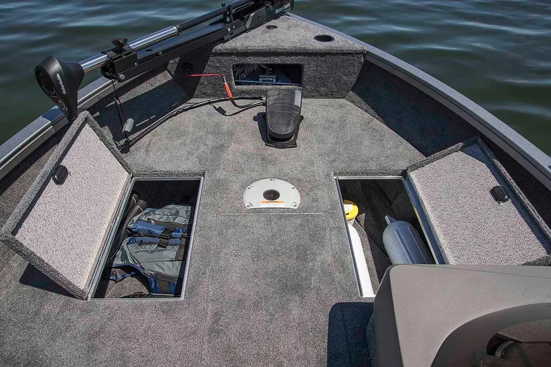 Slide: The Image of Manufacturer Provided Image: 2020 Crestliner 1650 Fish Hawk SE SC boat interior with storage compartments. - 17