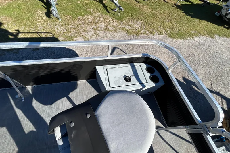 Slide: The Image of 2023 Lowe Ultra 162 Fish & Cruise boat interior with seat and control panel. - 19