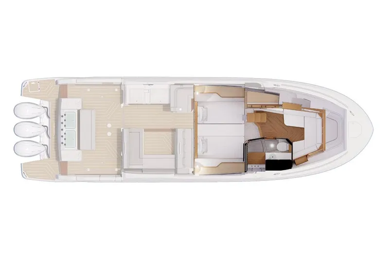 Slide: The Image of Manufacturer Provided Image: Top view of 2025 Regal LX43 yacht layout, showcasing spacious interior design. - 59