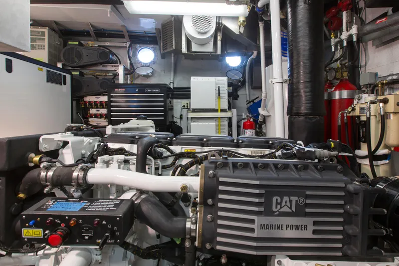 Slide: The Image of Engine room of a 1978 Burger Custom yacht with CAT marine power system. - 50