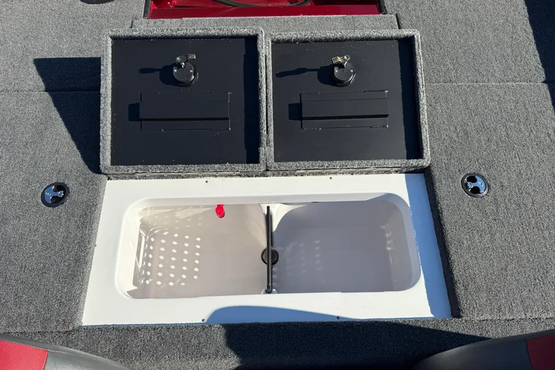 Slide: The Image of 2026 Vexus AVX1980 boat storage compartments with open lids, showcasing interior design. - 12