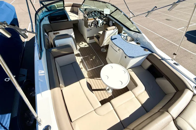 Slide: The Image of Interior cabin of 2011 Sea Ray 270 SLX boat with equipment and storage. - 25