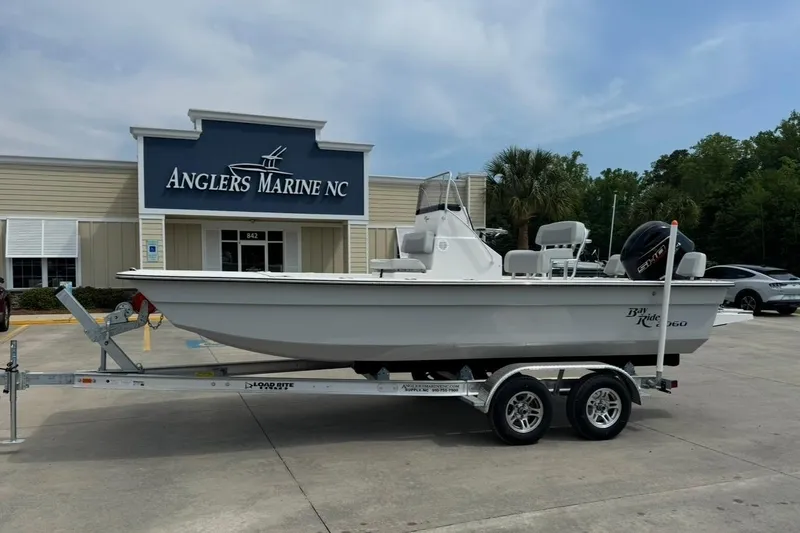 The Image of 2025 BayRider 2060 boat on trailer at Anglers Marine NC dealership. - 1