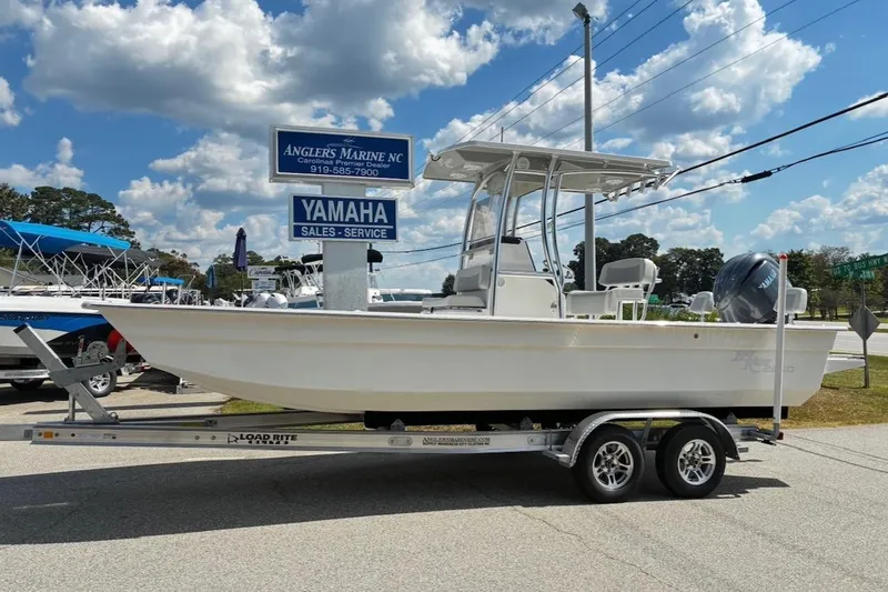 Slide: The Image of 2026 Bay Rider 2260 boat on trailer at Angler's Marine NC dealership. - 2