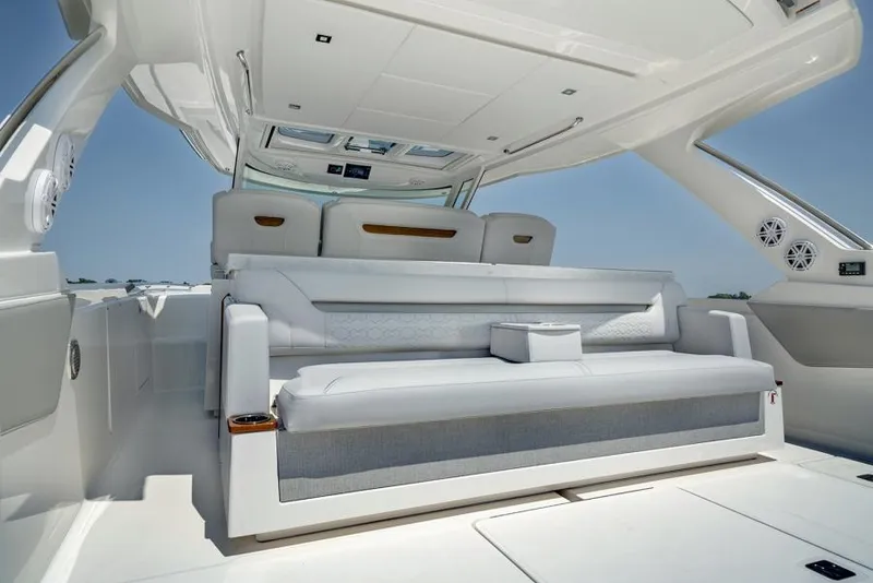 Slide: The Image of Manufacturer Provided Image: Luxurious seating area on the 2025 Tiara Yachts 43 LS, featuring modern design and comfort. - 16