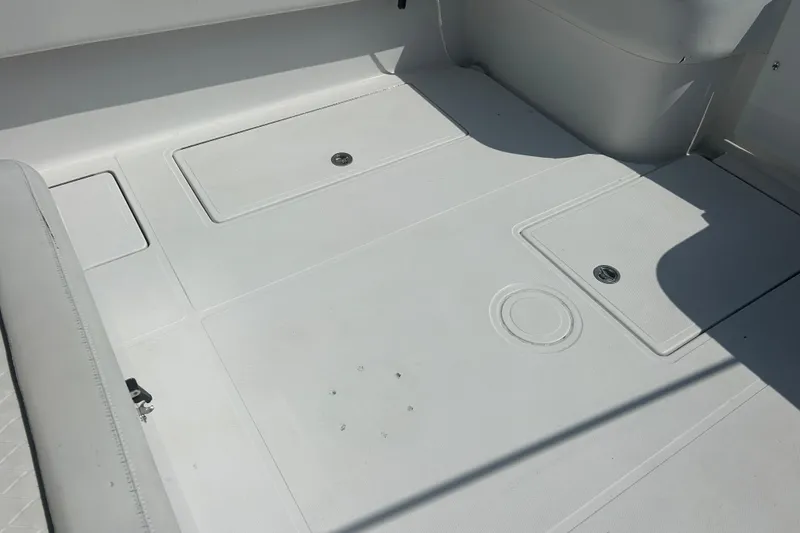 Slide: The Image of 2016 SeaHunter 39 Tournament boat deck with storage compartments. - 13