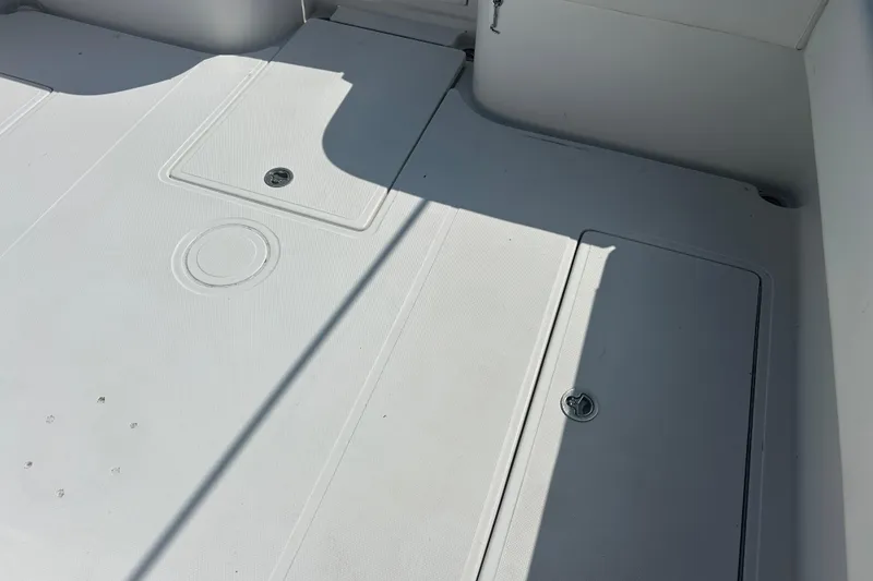 Slide: The Image of 2016 SeaHunter 39 Tournament boat deck with storage compartments. - 14