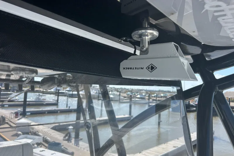 Slide: The Image of 2016 SeaHunter 39 Tournament boat interior with NiteTrack device, docked at marina. - 30