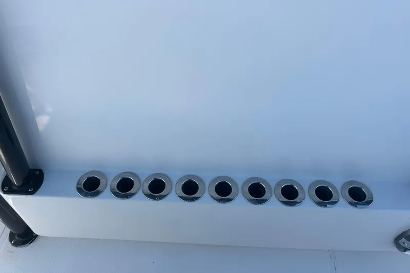 Slide: The Image of Rod holders on a 2016 SeaHunter 39 Tournament boat deck. - 50