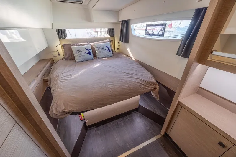 Slide: The Image of Luxurious interior of 2023 Fountaine Pajot Tanna 47 catamaran with cozy bedroom and modern design. - 33