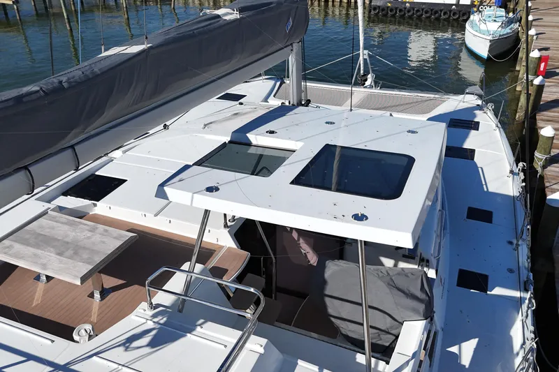 Slide: The Image of 2023 Fountaine Pajot Tanna 47 catamaran with spacious deck and modern design. - 62