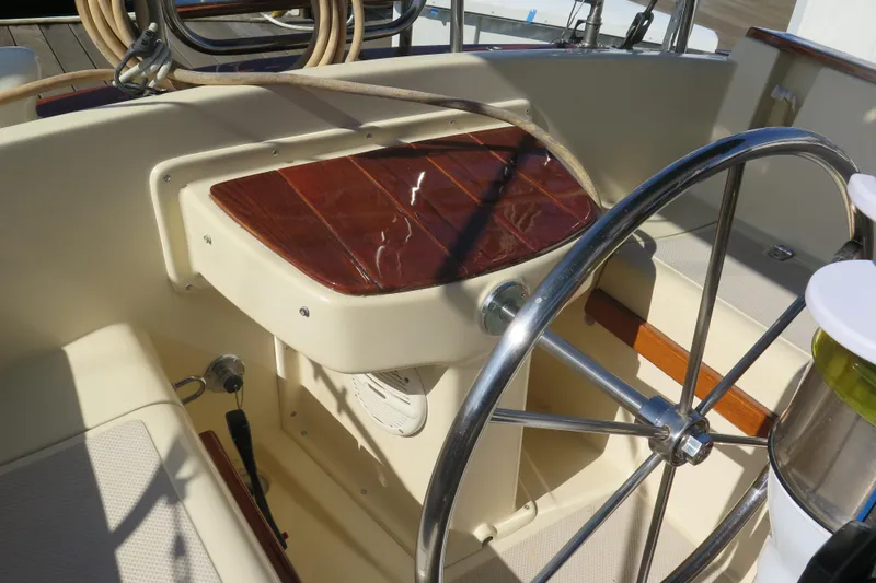 Slide: The Image of Garmin GPS device on 1990 Island Packet 35 sailboat, docked in marina. - 24