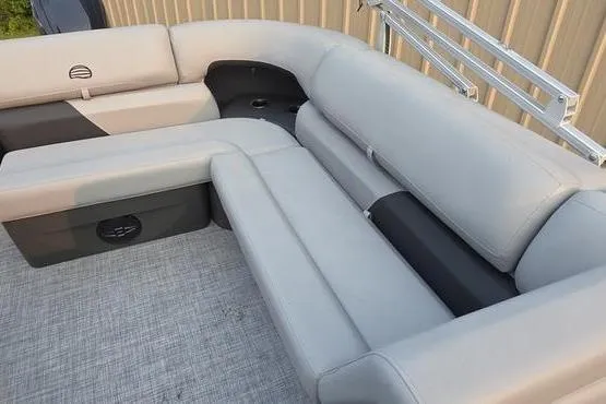 Slide: The Image of 2026 Sun Tracker Party Barge 20 DLX with spacious, comfortable seating and modern design. - 7