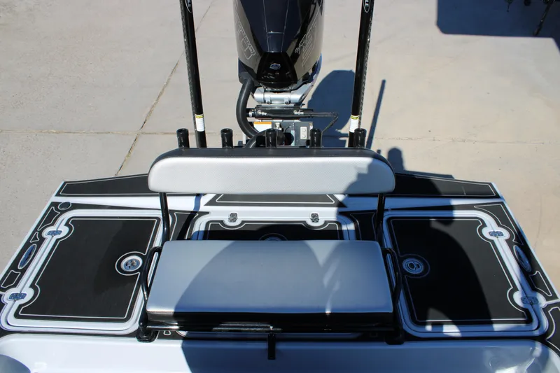 Slide: The Image of 2025 Mamba 24 Cat Elite boat with sleek seating and modern design. - 12