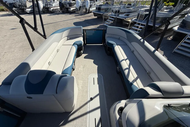 Slide: The Image of 2026 Avalon 2585 LSZ Entertainer boat interior with spacious seating and modern design. - 15