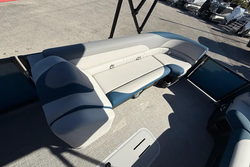 Slide: The Image of 2026 Avalon 2585 LSZ Entertainer boat interior with stylish seating and modern design. - 16