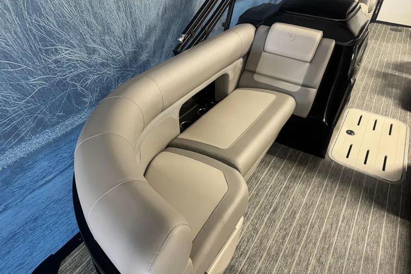 Slide: The Image of Luxurious seating on 2026 Premier 230 SunSation RF pontoon boat, featuring elegant design and comfort. - 8