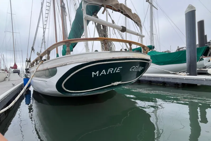 Slide: The Image of Vintage 1947 Murray Peterson Schooner "Marie Celine" docked at marina. - 49