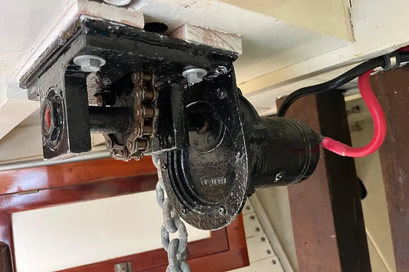 Slide: The Image of Close-up of a mechanical component on a 1947 Murray Peterson Schooner. - 97