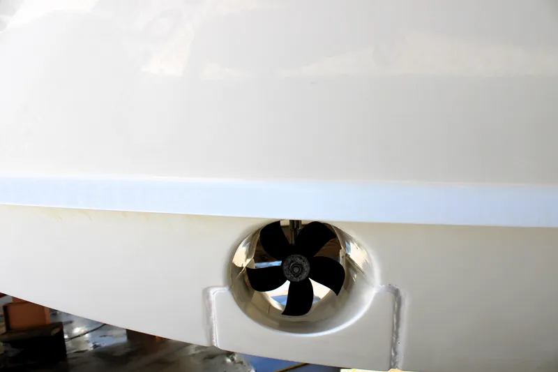 Slide: The Image of 2021 Boston Whaler 320 Vantage boat propeller detail. - 2