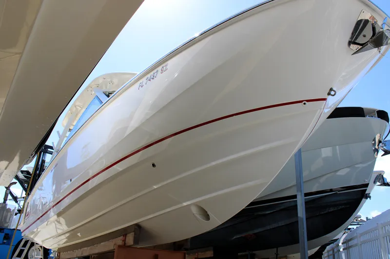 Slide: The Image of 2021 Boston Whaler 320 Vantage boat on display, showcasing sleek design and craftsmanship. - 3
