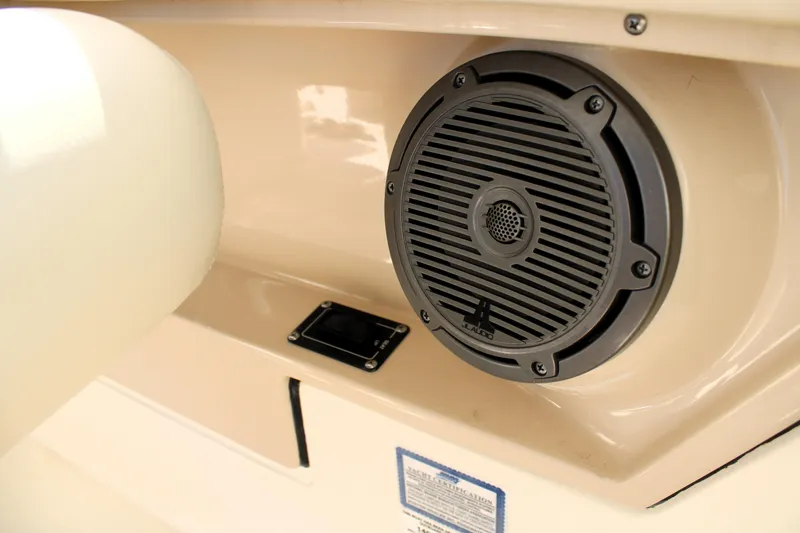 Slide: The Image of Speaker system on a 2021 Boston Whaler 320 Vantage boat interior. - 41