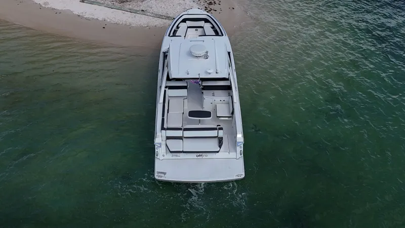 Slide: The Image of Aerial view of 2017 Monterey 378 Super Express yacht near sandy shore. - 5