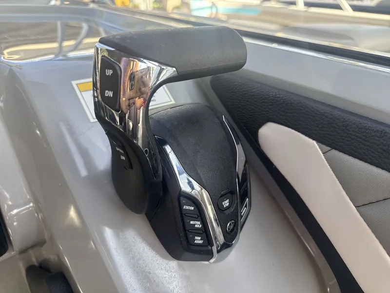 Slide: The Image of Godfrey 255 SFL 2026 boat in showroom with 300 HP engine. - 7