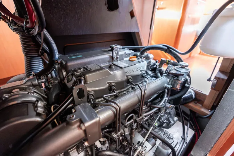 Slide: The Image of Engine of 2013 Beneteau Oceanis 50 sailboat, showcasing detailed mechanical components. - 73