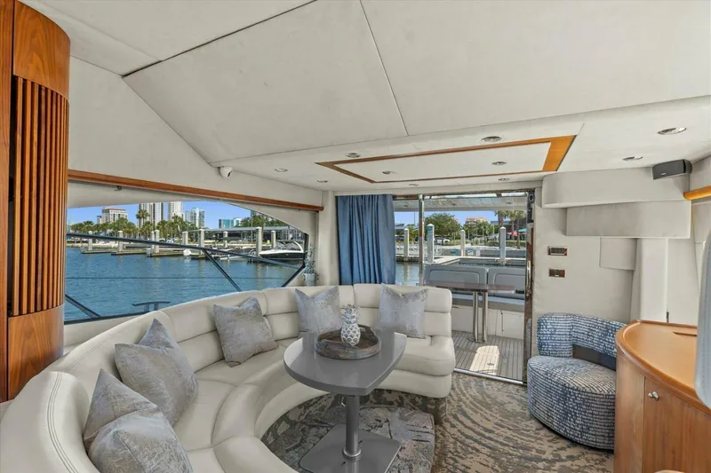 Slide: The Image of Luxurious interior of 2009 Sunseeker Manhattan 52 yacht with plush seating and modern decor. - 24