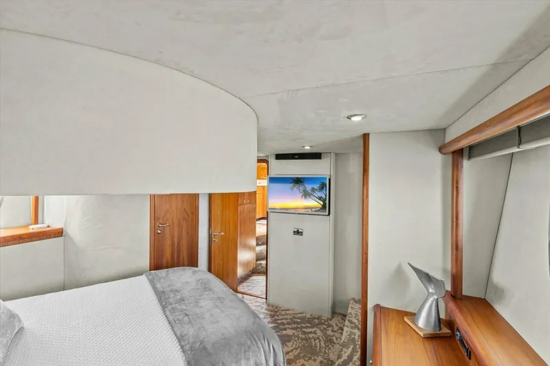 Slide: The Image of Luxurious bedroom interior of 2009 Sunseeker Manhattan 52 yacht with ocean view windows. - 32