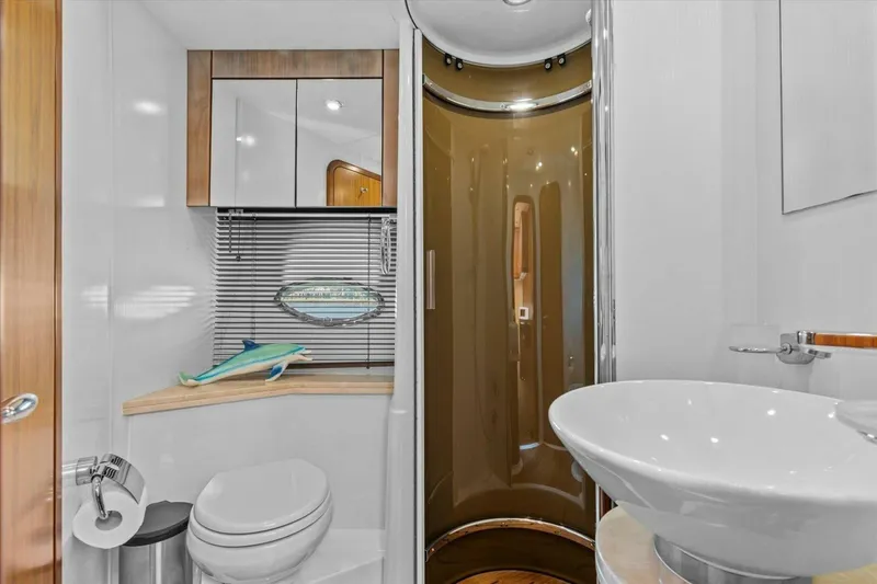 Slide: The Image of Luxurious cabin interior of 2009 Sunseeker Manhattan 52 yacht with cozy bunk beds. - 44