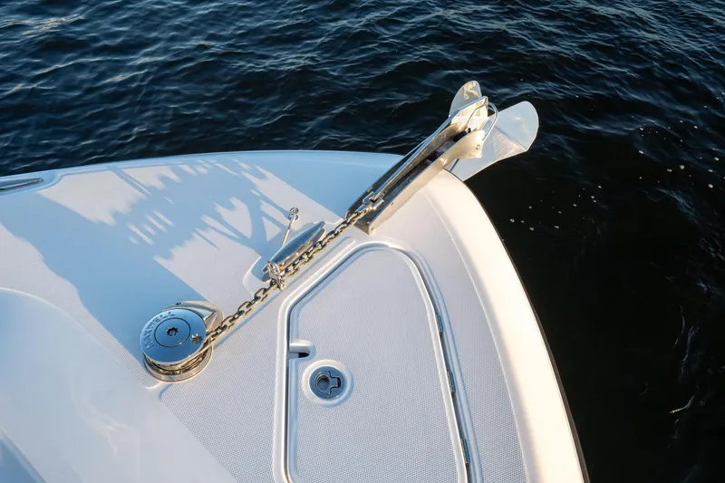 Slide: The Image of 2024 HCB 42 Lujo boat interior with illuminated seating and modern design. - 36