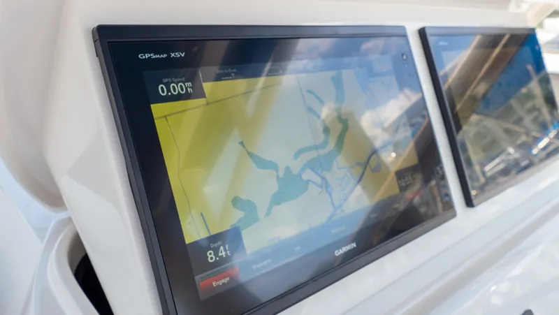 Slide: The Image of GPS navigation screen on 2018 Intrepid 430 Sport Yacht dashboard. - 21