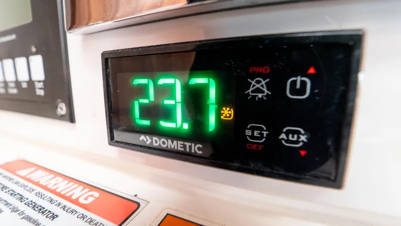 Slide: The Image of Digital temperature display on 2018 Intrepid 430 Sport Yacht, showing 23.7 degrees. - 37