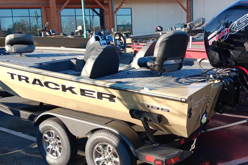 Slide: The Image of 2026 Tracker Pro Team 195 boat with Mercury Pro XS engine on trailer. - 5