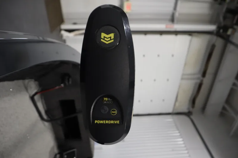 Slide: The Image of Close-up of 2024 Crestliner 1750 Hawk's PowerDrive motor control panel. - 12