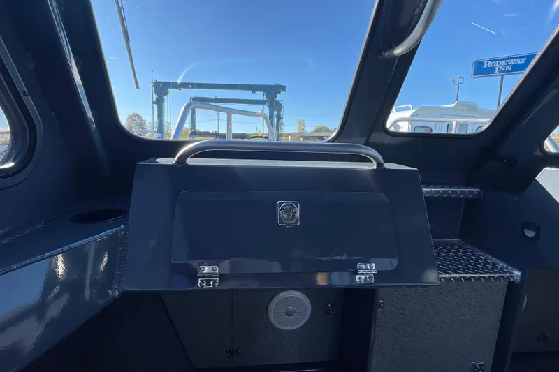 Slide: The Image of Interior view of 2026 Hewescraft 250 Alaskan ET HT boat cabin. - 22